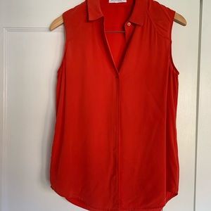 Everlane bright red silk blouse, size M